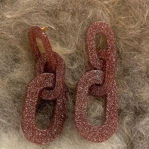 Pink Sparkly Statement Earrings